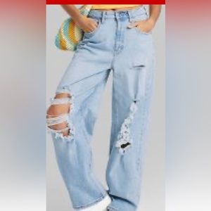 These jeans were never worn!!! Very nice and not too tight fitting.